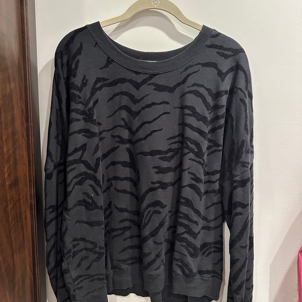 Z Supply Black Animal Print Top